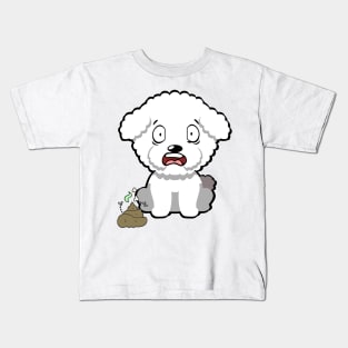 Funny furry dog smells stinky poo poo Kids T-Shirt